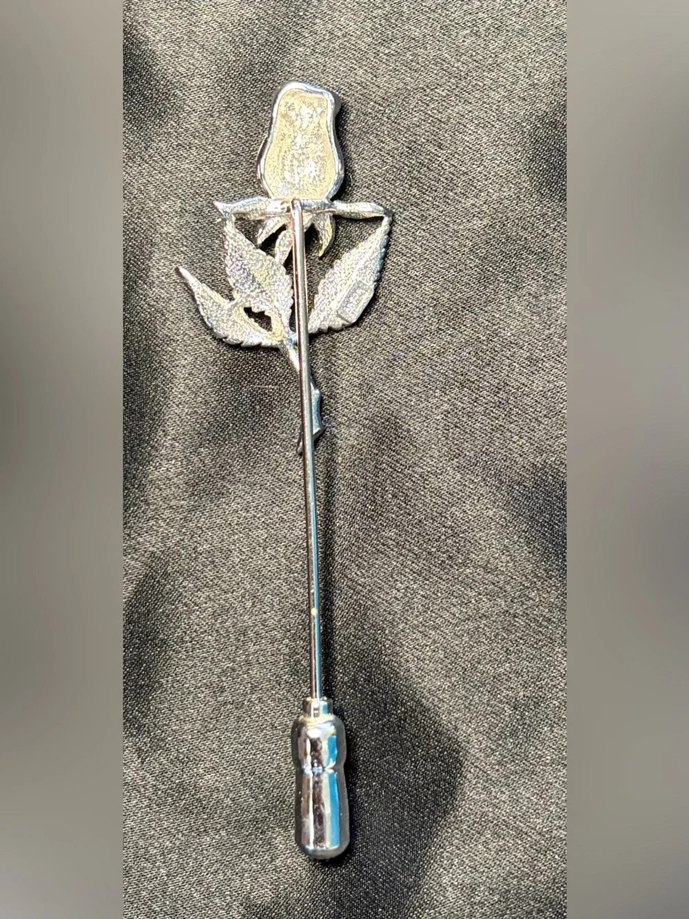 Vintage 1960s Anson Sterling silver Rose Stem flower Stick Pin hat pin brooch